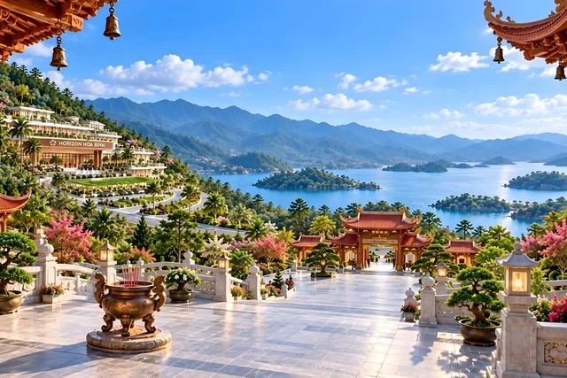 Toàn cảnh từ khu tâm linh · Ban ngày
